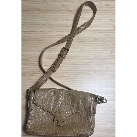 B12 Tory Burch Fleming Tan Leather Convertible Shoulder Bag - Picture 3 of 13